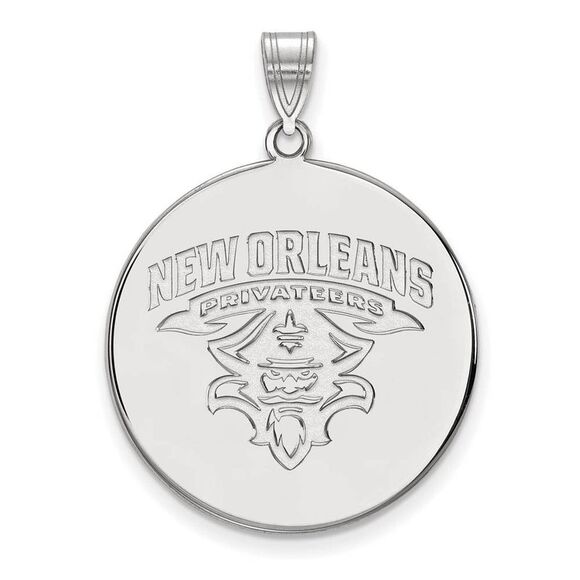 14k White Gold U. of New Orleans XL Disc Pendant